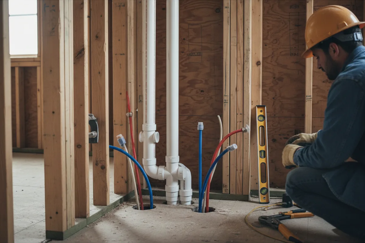 Drain and supply rough-in during Sump Pump Repair in Whitehall